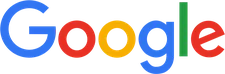 Google logo with colorful letters on a transparent background.